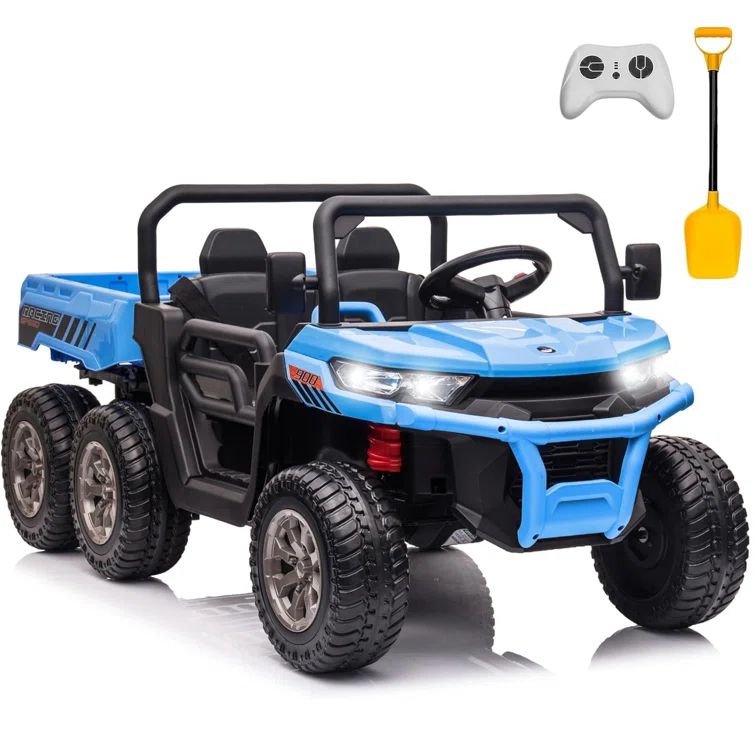 Blue 24-Volt 2-Seater Ride-On Dump Truck with Remote Control