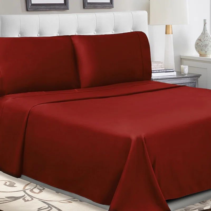 Burgundy Cotton Percale Deep Pocket California King Sheet Set