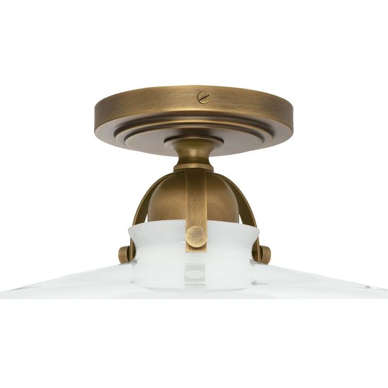 Arial Warm Brass Glass Semi Flush Mount Light