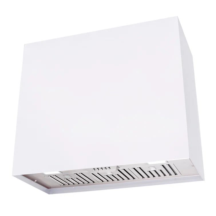 White Stainless Steel 36" Wall Mounted Range Hood with Charcoal Filter