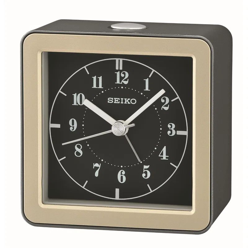 Seiko 3.54" Black and Gold Quartz Alarm Clock
