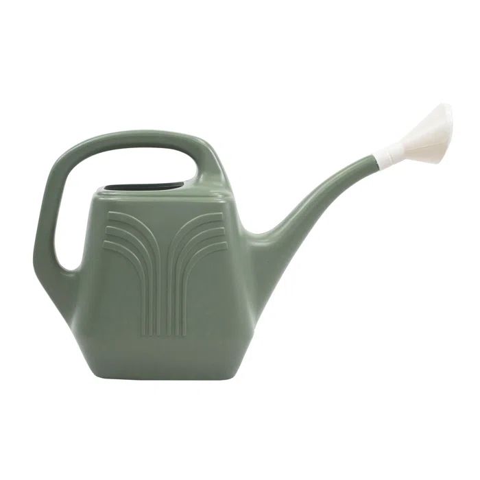 Basil Green 2 Gallon Plastic Watering Can with Ergonomic Handle