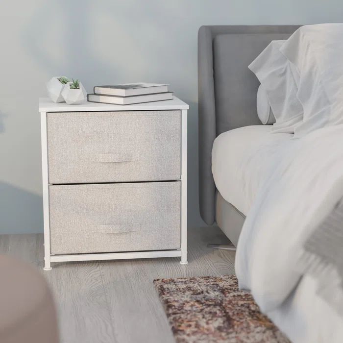 Gray and White Cast Iron Frame 2-Drawer Storage Stand