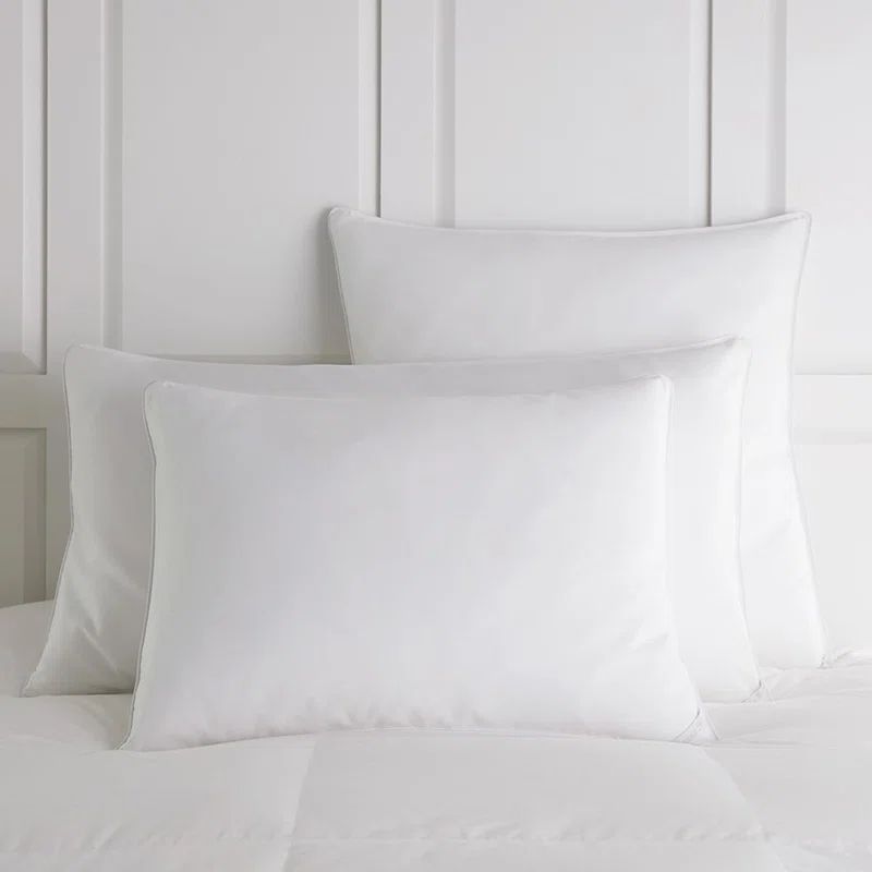 Standard White Cotton Sateen Medium Support Down Pillow
