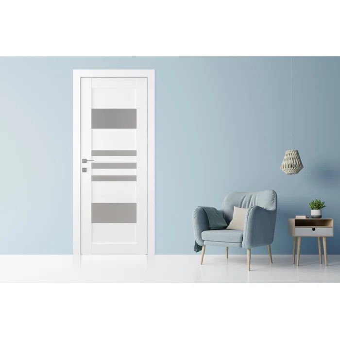White Composite and Frosted Glass 36" x 80" Interior Door