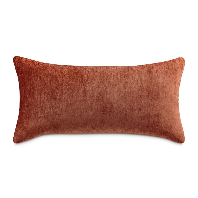 Burnt Orange Chenille Rectangular Throw Pillow Set with Feather Insert
