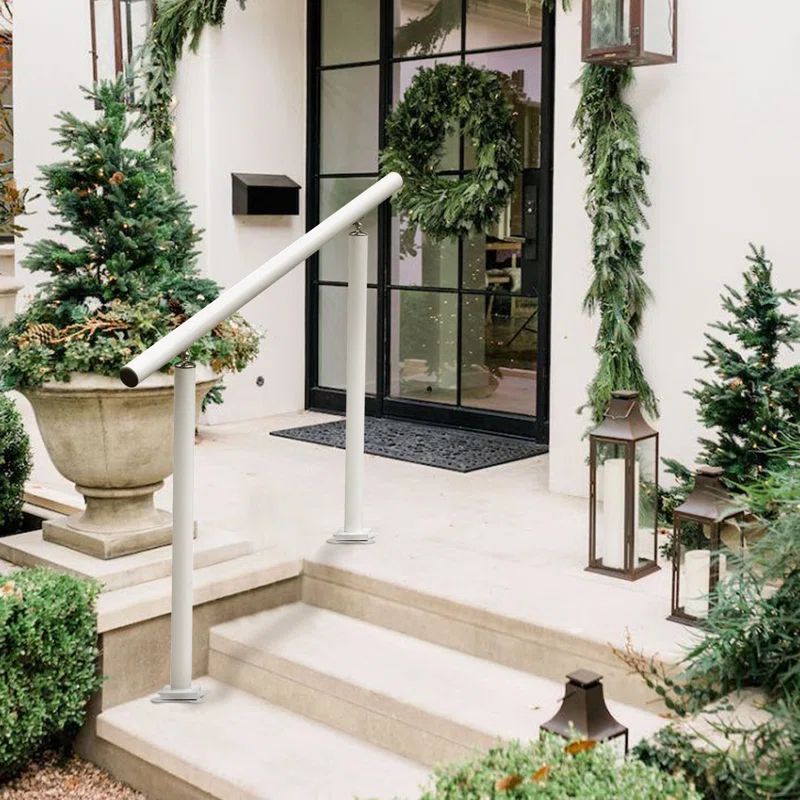 White Adjustable Aluminum Handrail for Outdoor Stairs