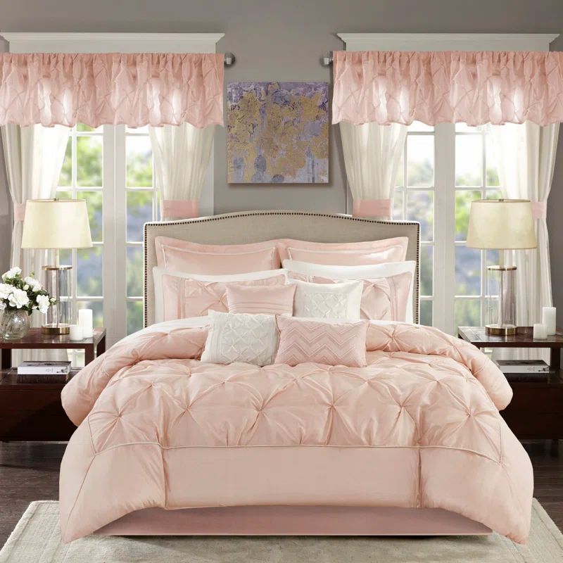 Blush Microfiber California King Down Alternative Bedding Set