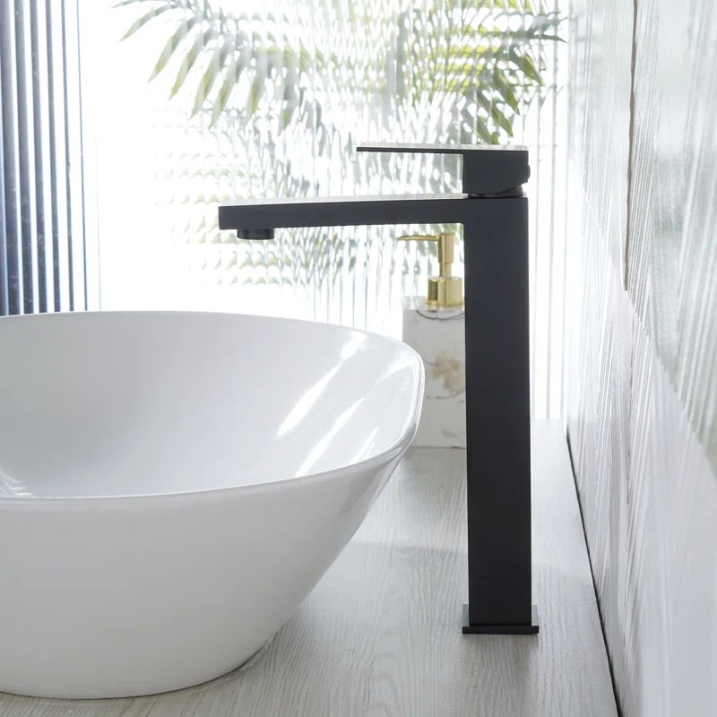 Matte Black Stainless Steel High Arc Single Handle Bathroom Faucet
