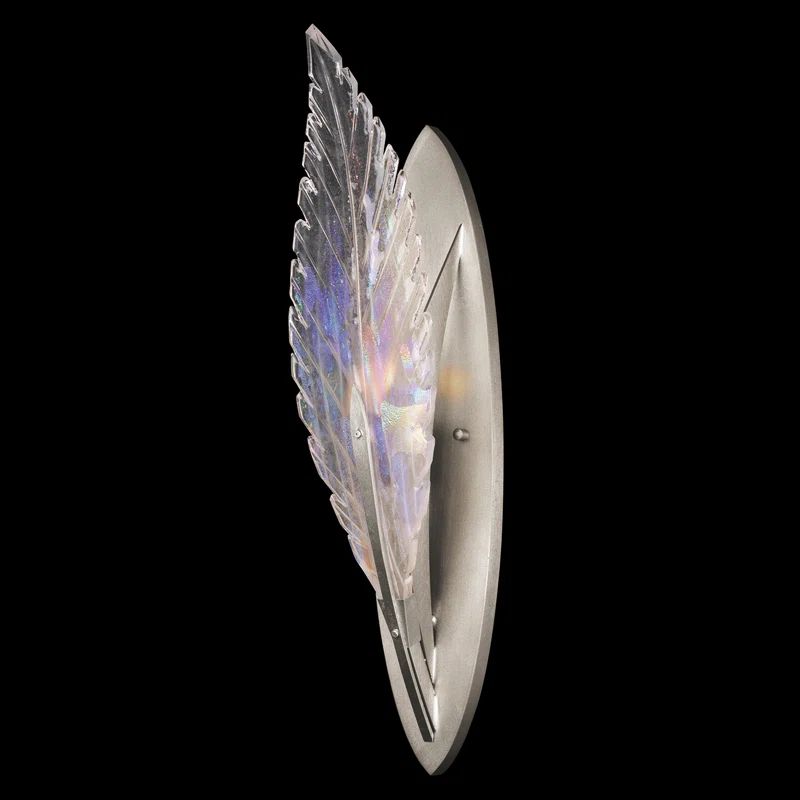 Elysian Silver Leaf 1-Light Dimmable Sconce with Handblown Glass