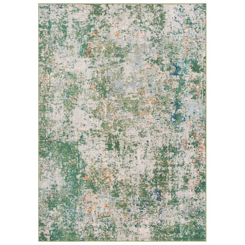 Green and Blue Abstract Stain-Resistant 6' x 9' Rug