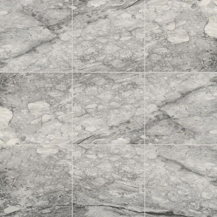 Leonardo Onda Gray 24x24 Polished Porcelain Marble Look Tile