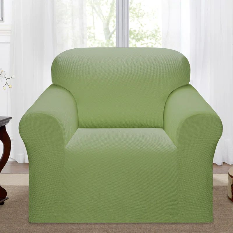 Purple Stretch Jacquard Armchair Slipcover