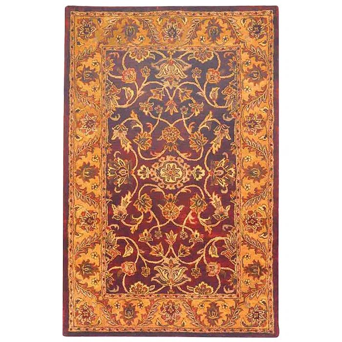 Hand-Tufted Burgundy and Gold Wool Runner Rug 2'3" x 10'