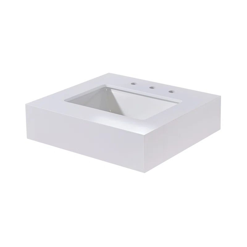 24" Snow White Ceramic Bathroom Vanity Top with Sink