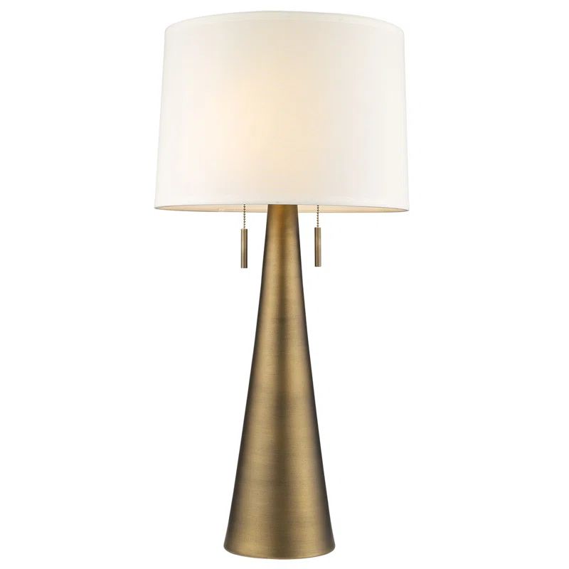 Dover Gilded Metal Outdoor Table Lamp with Linen Shade