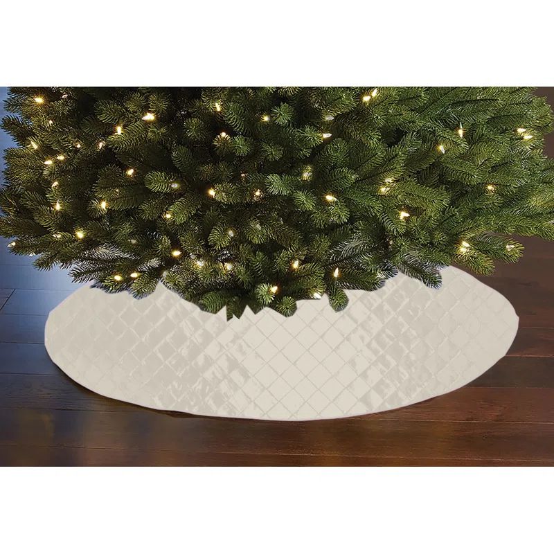 Ivory Cotton Geometric Pintuck Diamond Pattern Tree Skirt