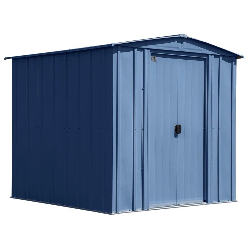 6 ft. x 7 ft. Blue Grey Steel Storage Shed with Sliding Doors