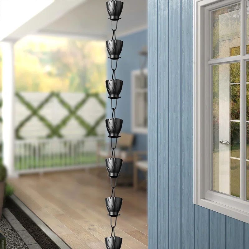 Pewter Aluminum Akira 8.5 ft Rain Chain with Large Cups