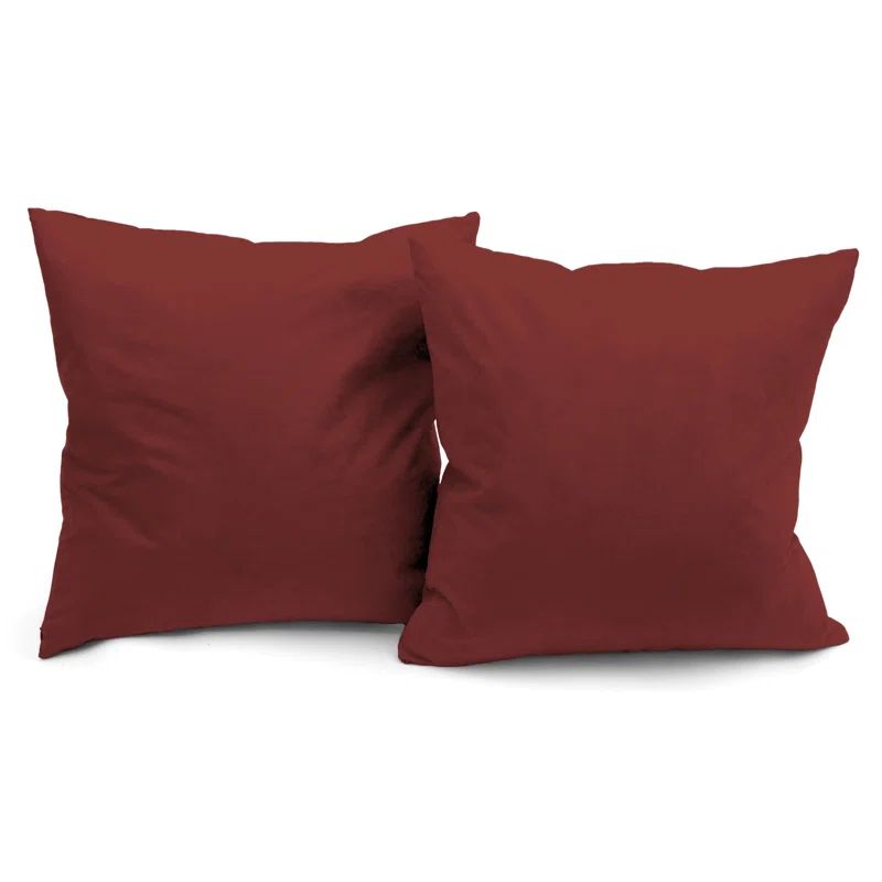 Red Microsuede Feather Down Square Throw Pillows, Set of 2