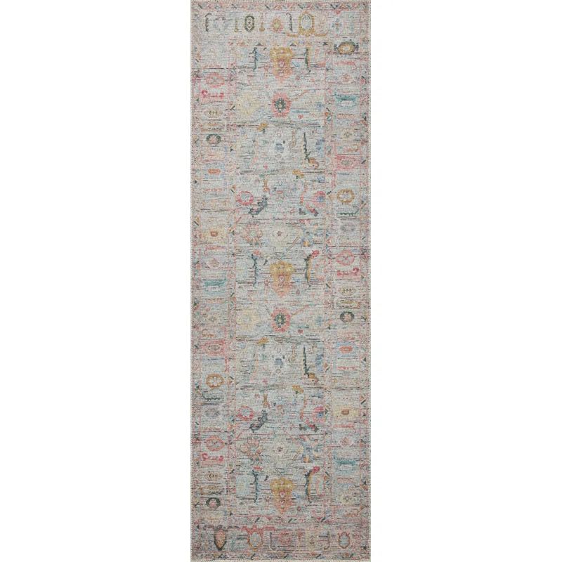 Elysium Gray Oriental Synthetic 2'6" x 9'6" Runner Rug