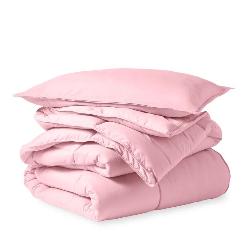 Light Pink Twin Down Alternative Microfiber Comforter Set