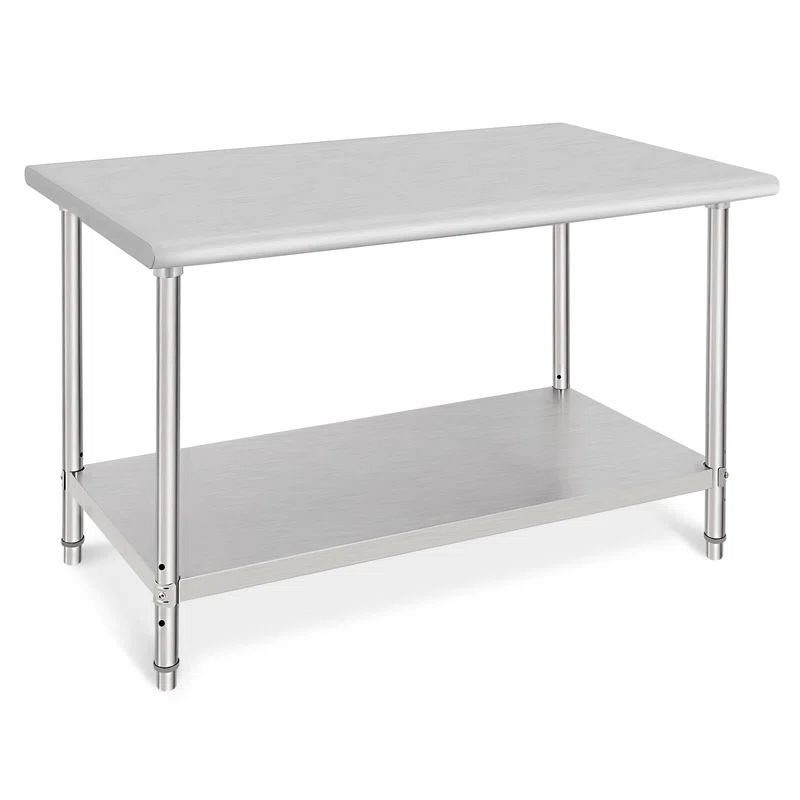 babevy Stainless Steel Table Commercial Work Table,NSF Three Layer Workbench Heavy Duty Prep Worktable