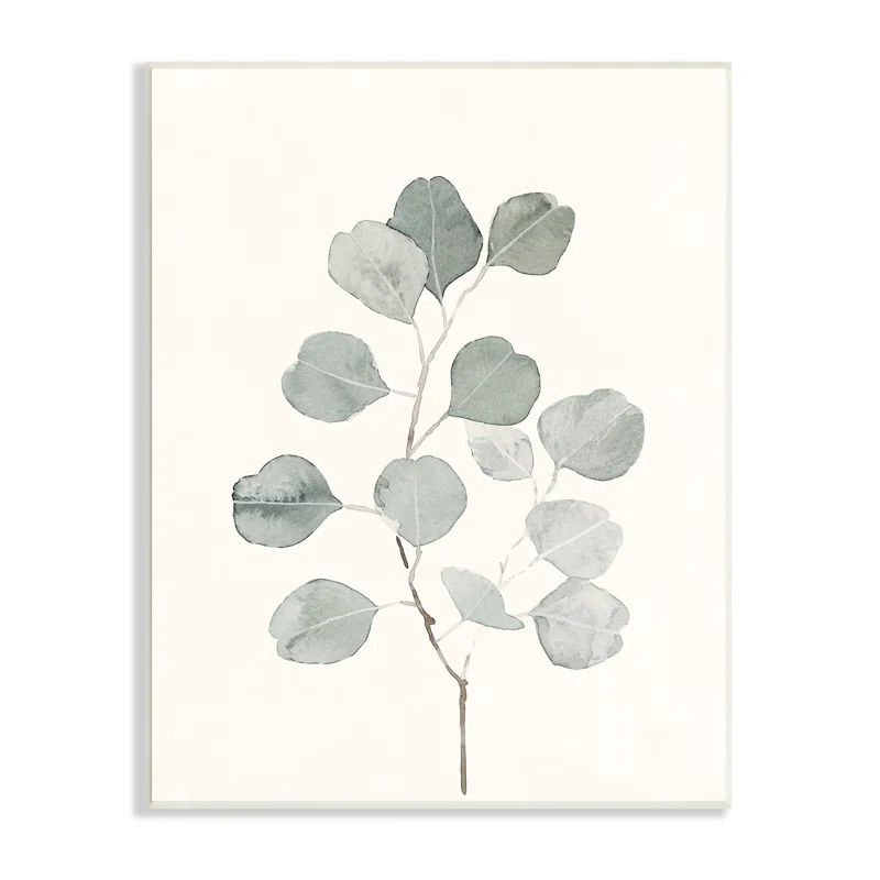 Sage Botanical Leaf Print Wall Plaque in MDF Wood