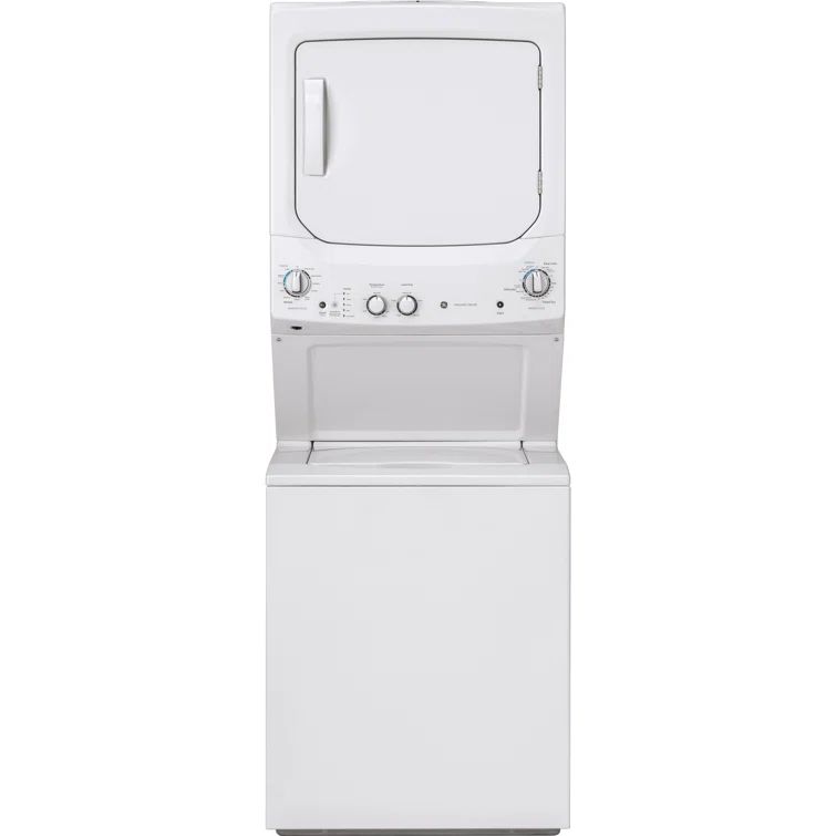 White Freestanding Electric Laundry Center with Stainless Steel Drum