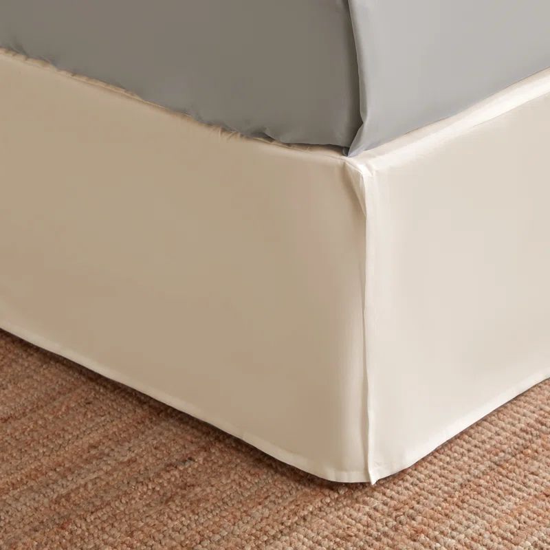 Beige Queen Microfiber Pleated Bed Skirt with 15-Inch Drop