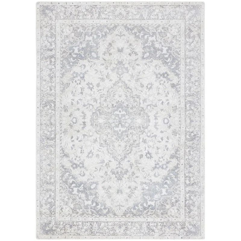 Gray and Ivory Hand-Tufted Wool and Viscose Area Rug
