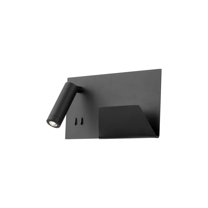 Black Aluminum Dimmable LED Wall Sconce with USB Port