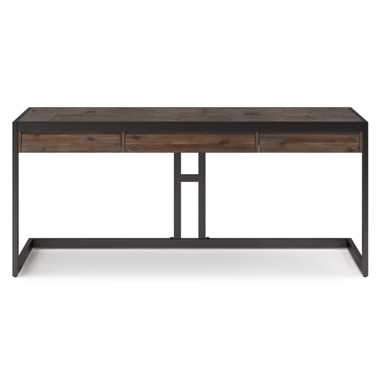 Rustic Natural Aged Brown 72" Acacia Wood Desk with Drawers