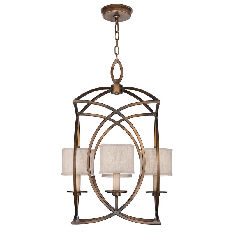 Cienfuegos 72'' Bronze Geometric Chandelier with Beige Frosted Shades