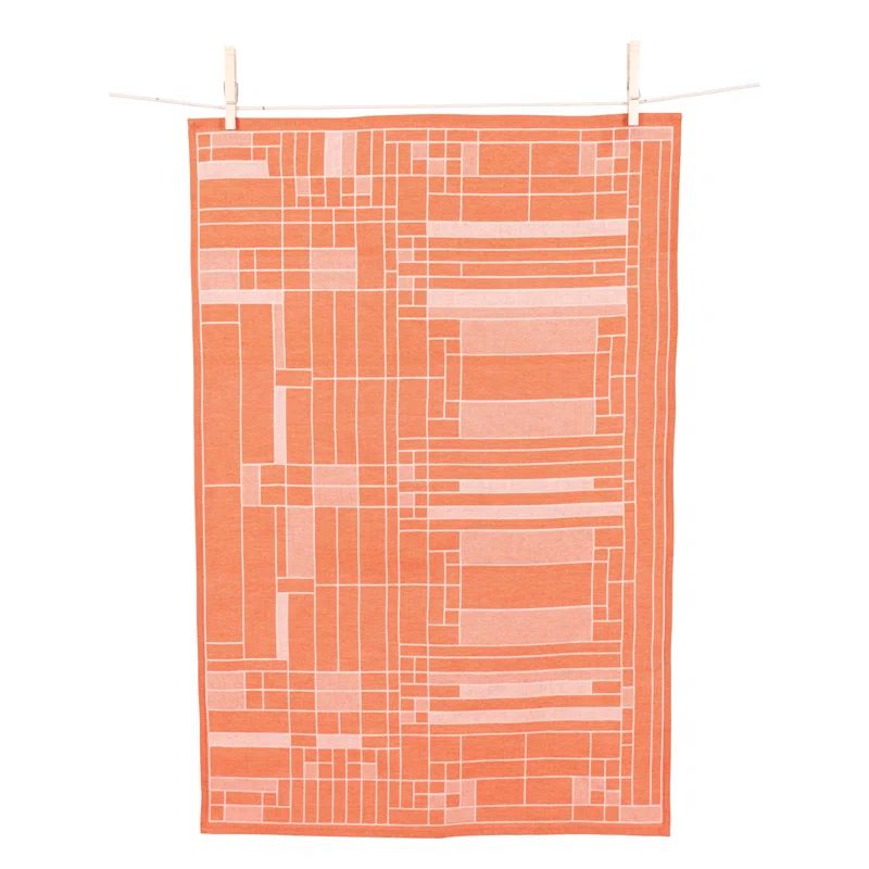 Oak Park Orange and White Cotton Jacquard Kitchen Towel Set