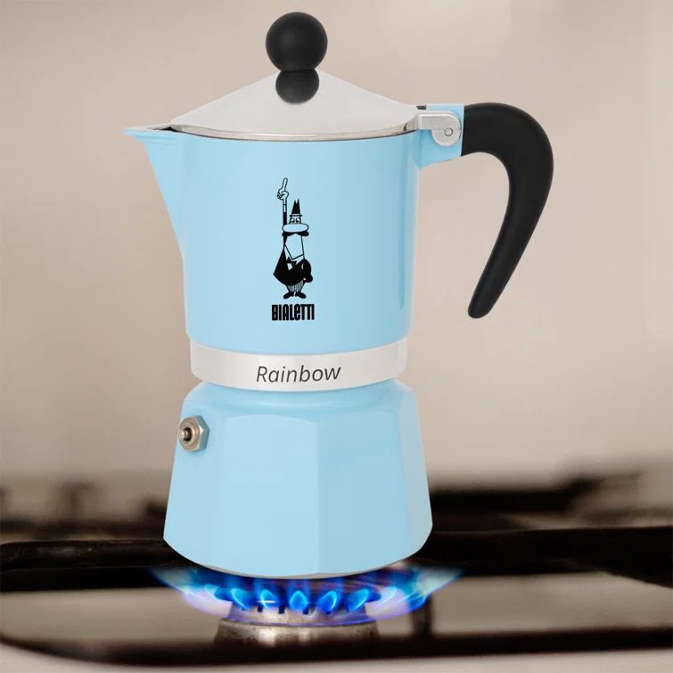 Light Blue Aluminum Portable Moka Pot Espresso Maker