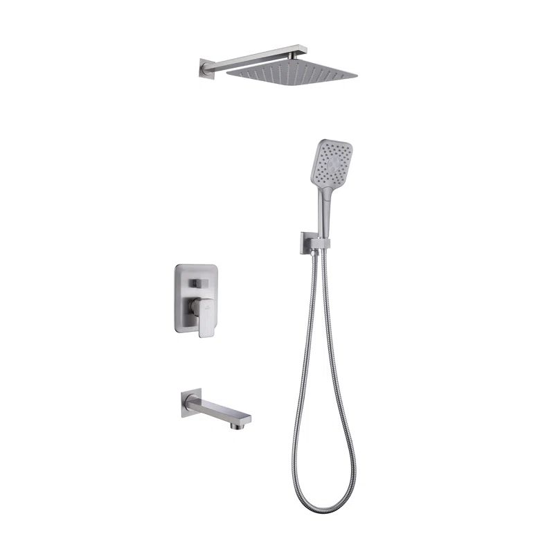 Brushed Nickel Wall Mounted Rain Shower System with Handheld