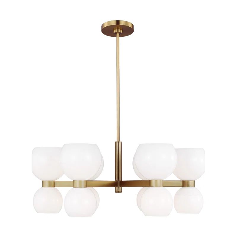 Londyn 12-Light Burnished Brass Chandelier with Milk White Glass Shades