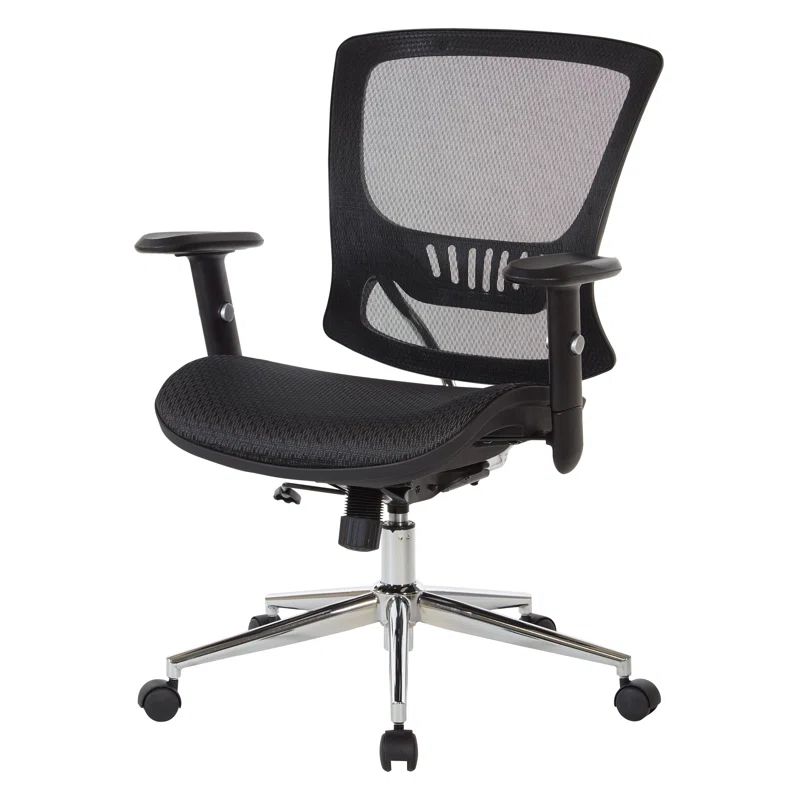Executive Black Mesh and Metal Office Chair with Adjustable Arms