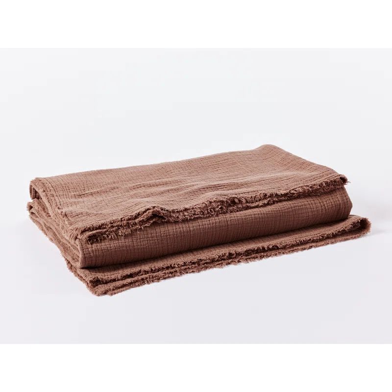 Redwood Organic Cotton Queen Reversible Throw Blanket with Zigzag Stitch