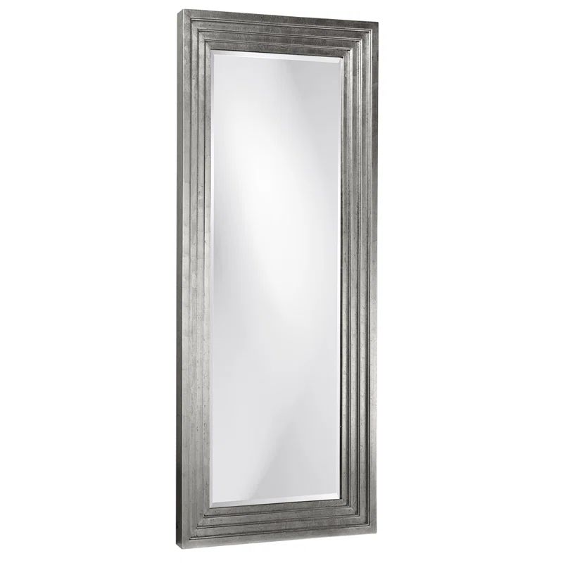 Glossy Nickel Rectangular Wood Floor Mirror, 24x72