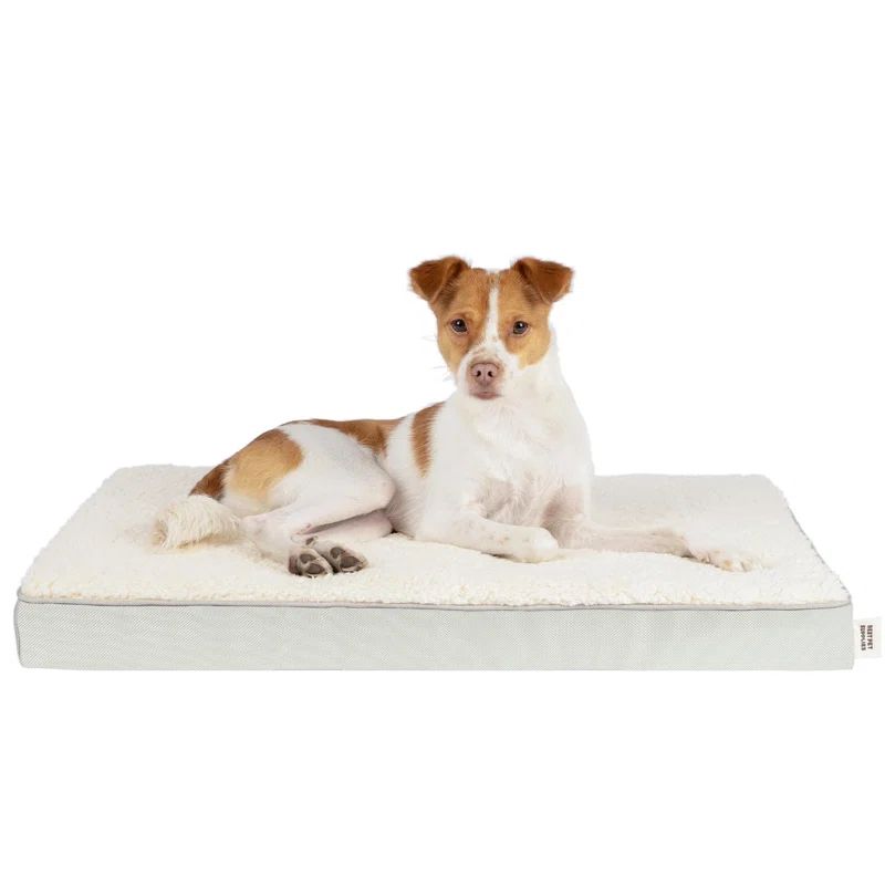 X-Large Beige Orthopedic Waterproof Dog Bed with Sherpa Fleece Cover
