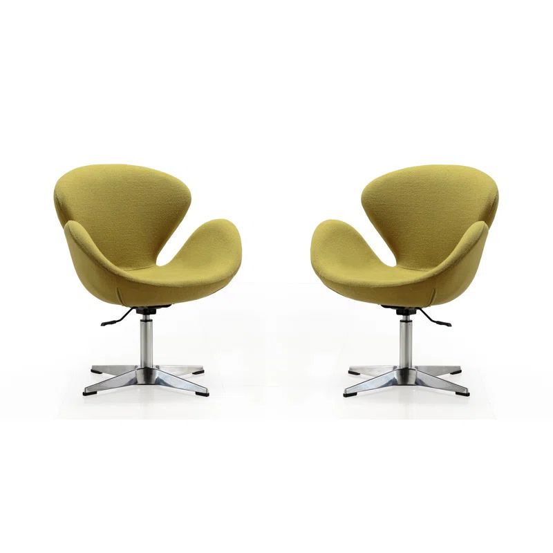 Raspberry Green Faux Leather Swivel Accent Chair Set