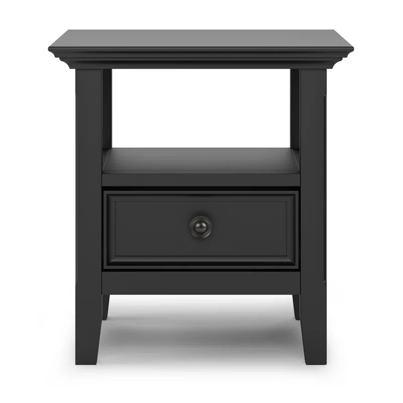 Amherst 19" Square Black Solid Wood End Table with Storage