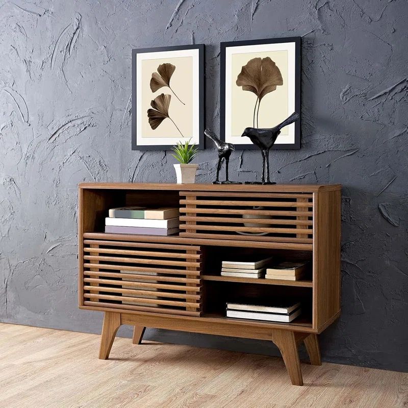 Modway Render 37.5'' Walnut Grain Console Table with Cabinet