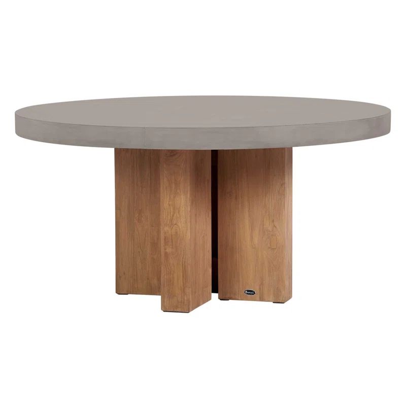 Slate Gray Java Teak and Concrete Contemporary Dining Table