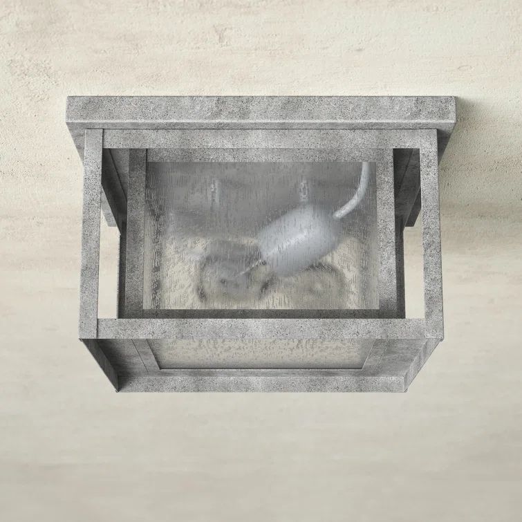 Transitional Seeded Glass 10" Square Outdoor Flush Mount
