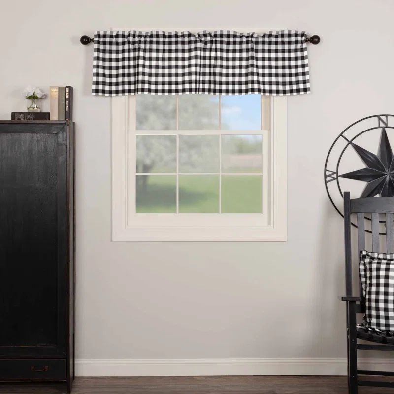 Black and White Buffalo Check Cotton Rod Pocket Valance