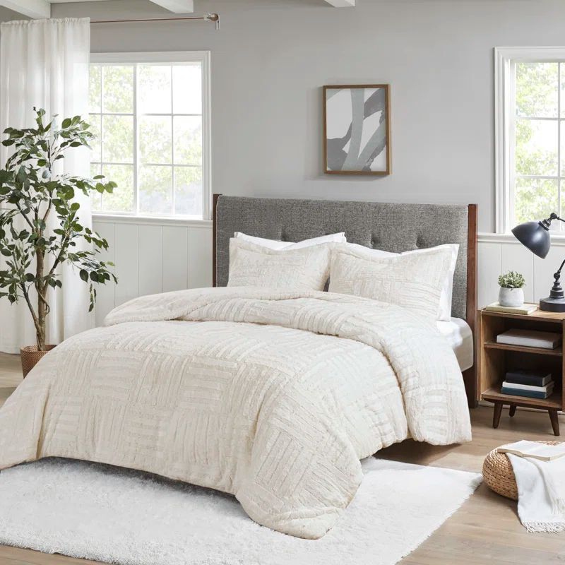 Ivory Faux Fur Down Alternative King Comforter Set