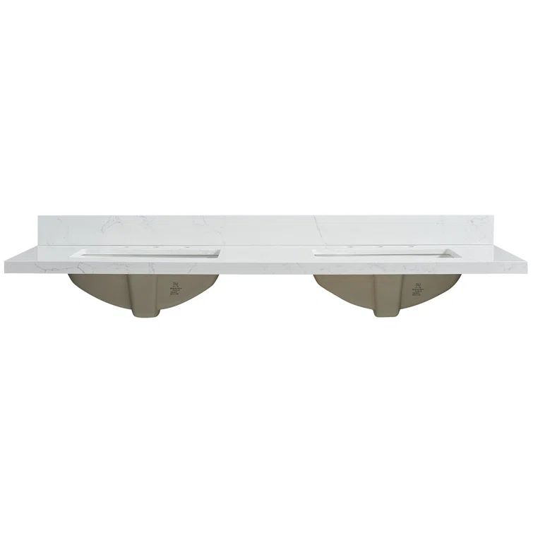 Jaen 61'' Grain White Stone Double Bathroom Vanity Top with Sink